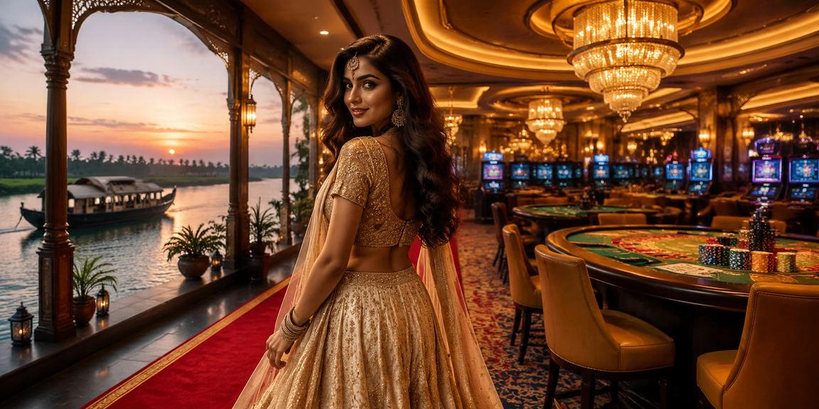 Player enjoying mobile casino games in Kerala backwaters