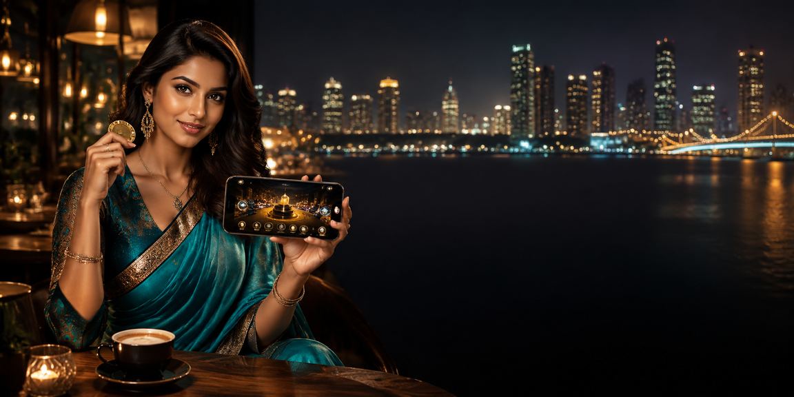 Nighttime mobile casino gaming scene in Mumbai Bandra area