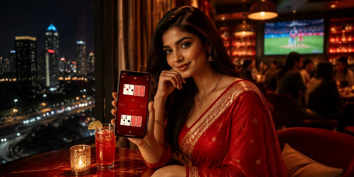 Pune city cricket betting environment with rich red and gold colors
